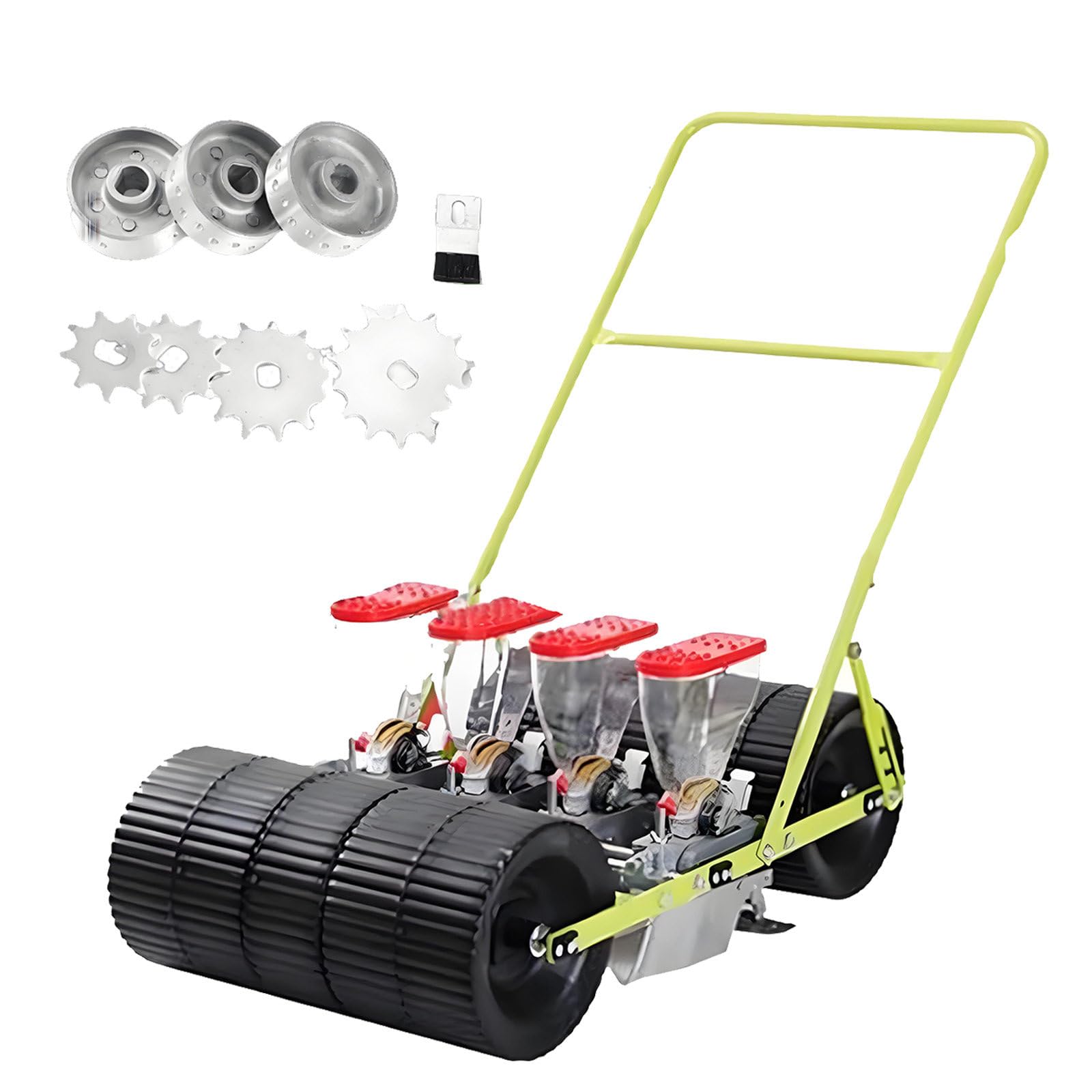SICWEDIM Garden Corn Soybean Seeder, Hand-Pushed Vegetable Planter, Agricultural Seeder for Flower and Vegetable Seeds (2–10mm), Adjustable Row Spacing, Plant Spacing (4Rows)