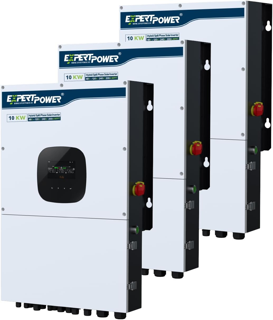 ExpertPower 10KW 48V - 120V/ 240V/ 208V Hybrid Solar Inverter | 12KW Solar PV Input, 10000W AC Output | Max. 60KW in Parallel | UL1741 | Built-in WiFi | Home, Cabin, Off-Grid, Grid-Tie Solar System