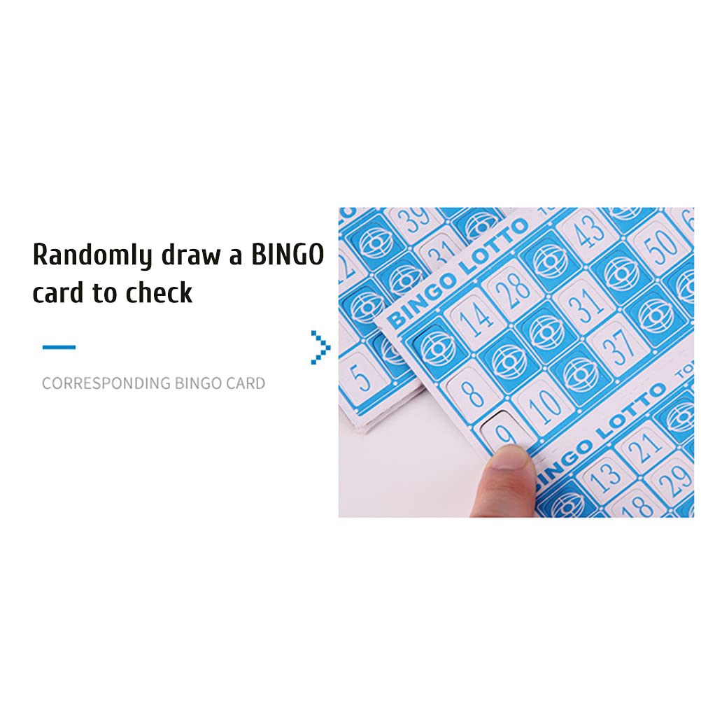 Ensemble de Jeu de Bingo, Cage Ronde en Plastique, 90 Boules de Bingo, 12 Cartes de Bingo, Jeu Familial pour Enfants de Plus de 6 Ans (12 * 12cm)