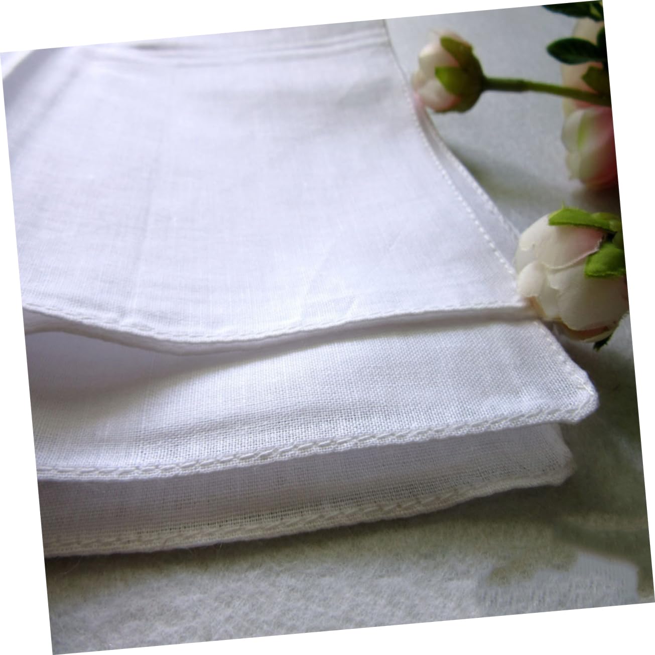 FOMIYES Diy Crafts Cotton Plaid Handkerchief Handmade Noserag White Cotton Bandana