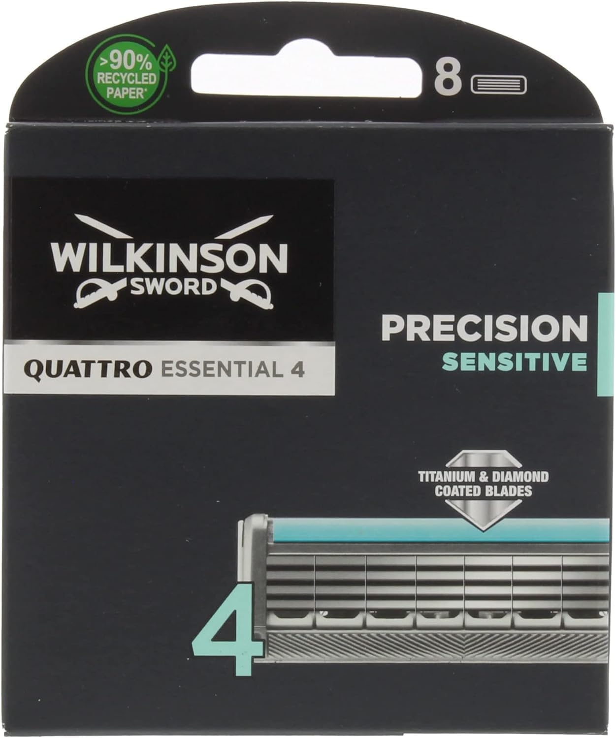 Wilkinson Sword Quattro Titanium Sensitive Refill Razor Blade Cartridges - Cartridges - 8 Count