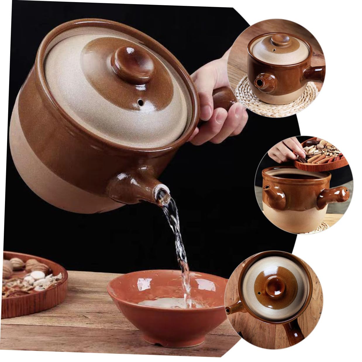 Lurrose de Barro Almacenamiento de Calor para Cocinar Medicina Tradicional de 3l Olla Pequeña de Alfarería Adecuado para Cocina en Casa