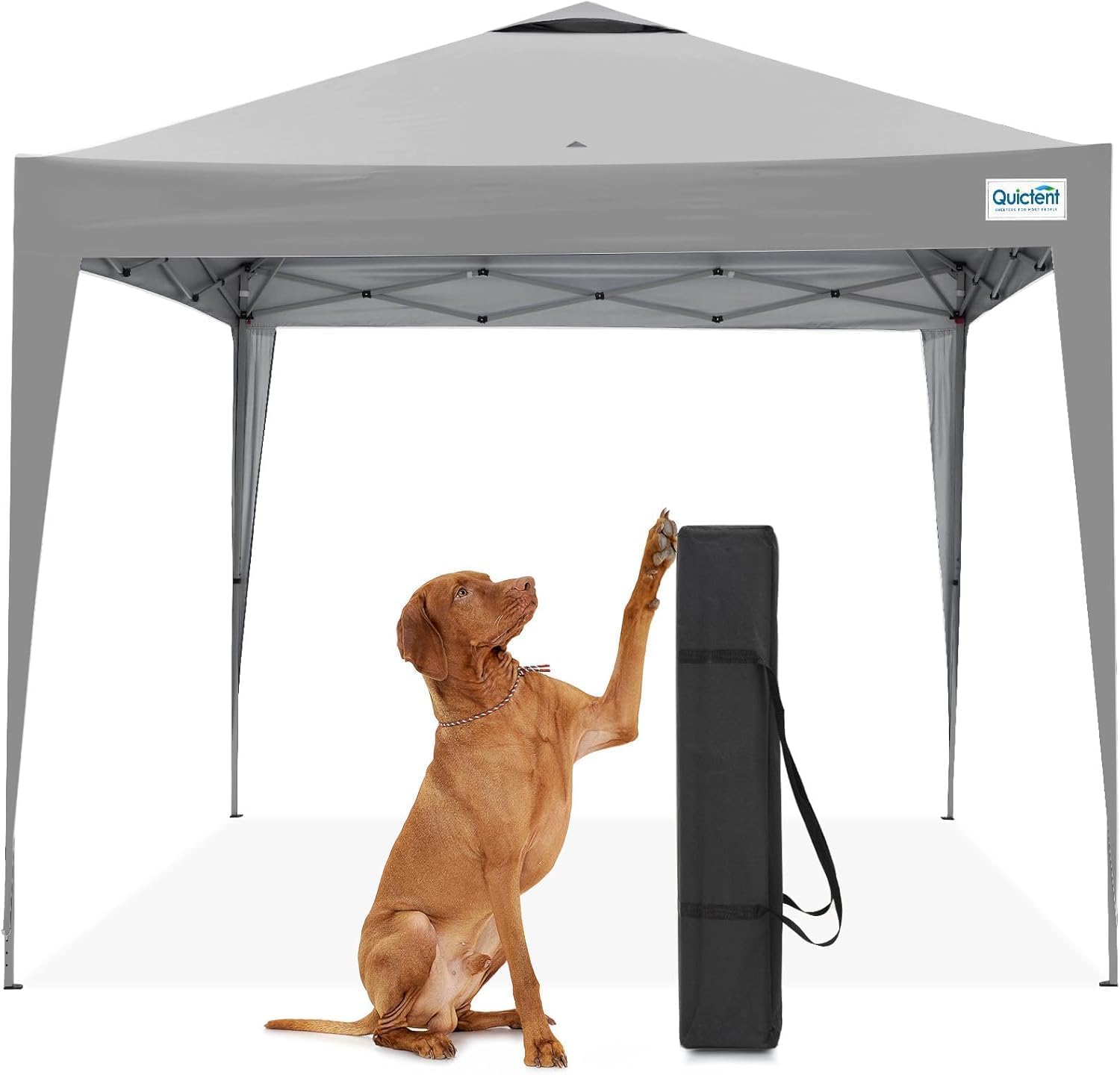 Quictent Pop Up Canopy, Portable Waterproof Gazebo with Carry Bag, 3x3m Lightweight Shelter Tent for Parties, Camping, Festivals, Garden Events, Grey
