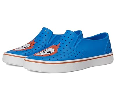 Native Shoes Kids Miles Block (Little Kid/Big Kid) Kids Shoes Megamarine Blue/Shell White/Flame Skull Block : 5 Big Kid M, Synthetic