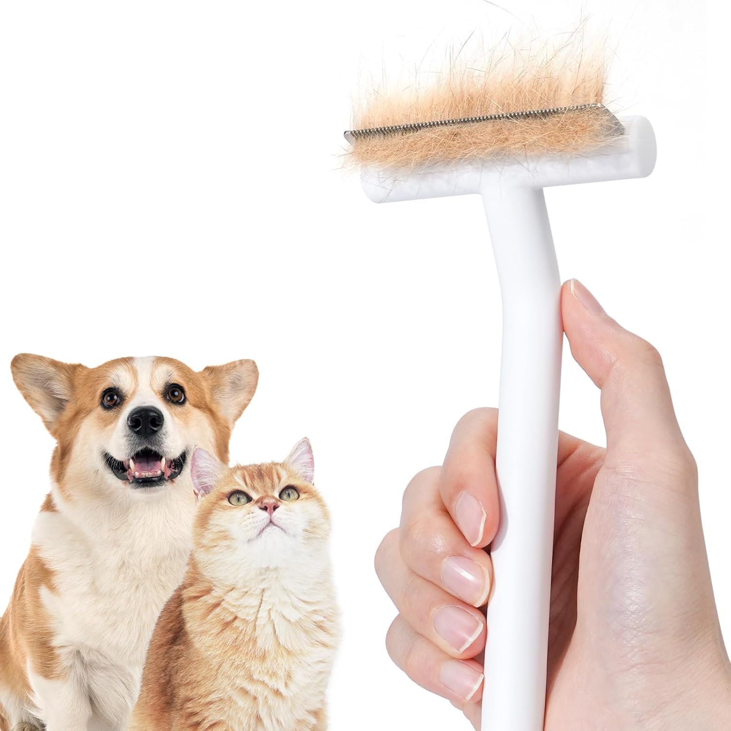 aumuca cat brush and dog brush (White, Deshedding Tool)