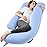 Sasttie Pregnancy Pillows for Sleeping, Jumbo U Shaped Cooling Full Body Pillow with Removable Cover, Pregnant Women Must Haves, Maternity Essential, Light Blue