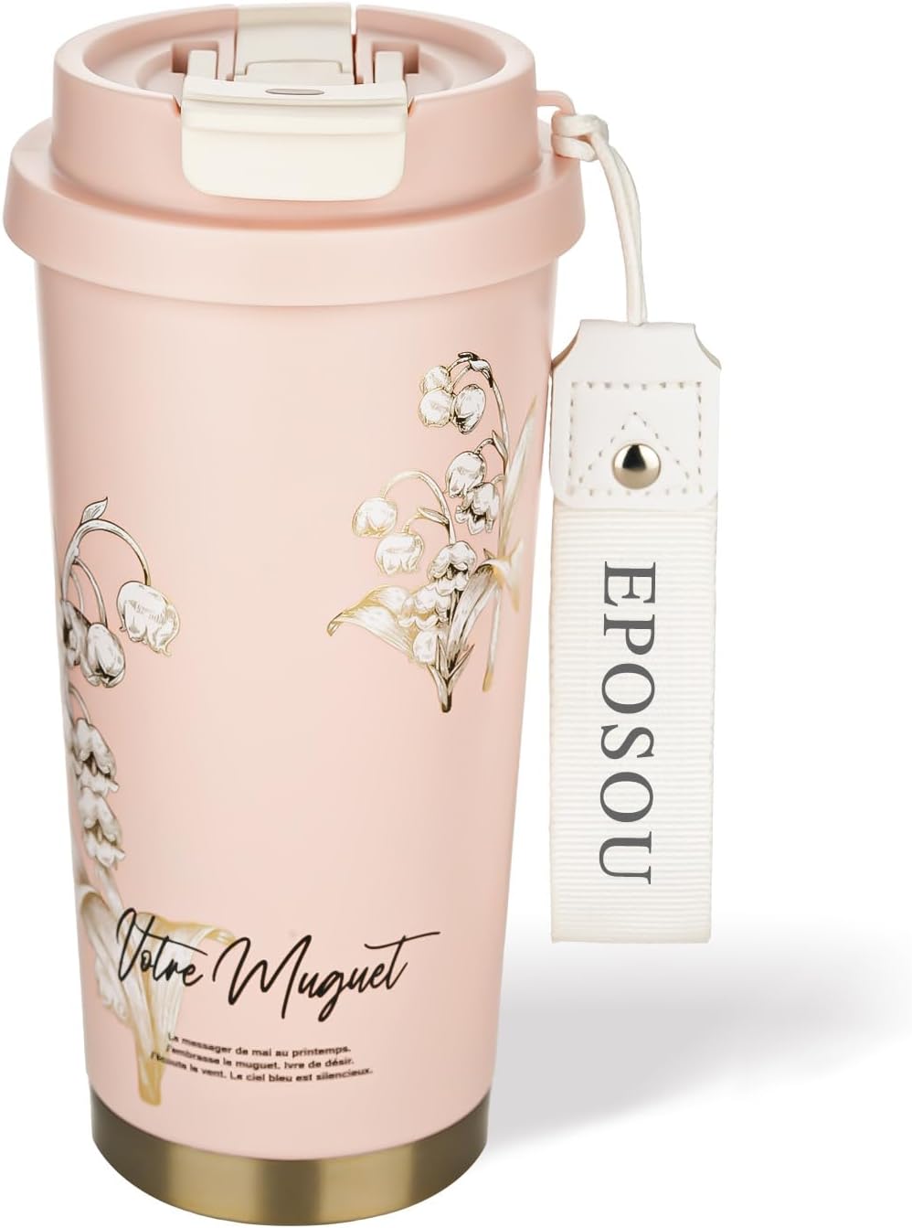 Travel Coffee Mug,leak proof travel mug tumbler with Flip Lid,Reusable Insulated Stainless Steel Cold&hot Brew,16oz,Gifts for Women Men Him Her,for Travel, Hydration, Sports(Pink)