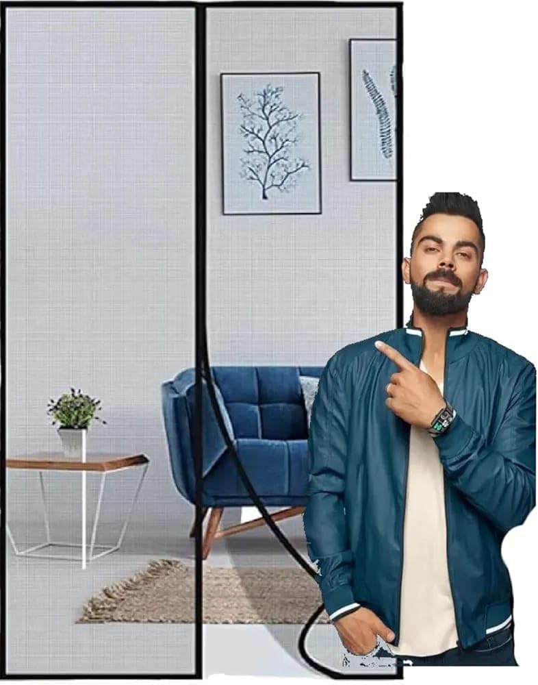 Good night Magnetic Mosquito Screen Door Net Curtain with Magnets Reinforced Polyester Curtain Back Door Mesh with All In One Insect Control | Insect Repellent size 7 feet Black color