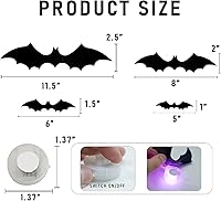 Vista 2 de Dazzle Bright 36 calcomanías LED de Halloween 3D para decoración de pared, 4 tamaños diferentes de PVC removibles para decoración de ventanas