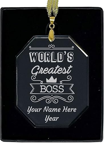 LaserGram Adorno de Navidad, el jefe más grande del mundo, grabado personalizado incluido (forma rectangular)