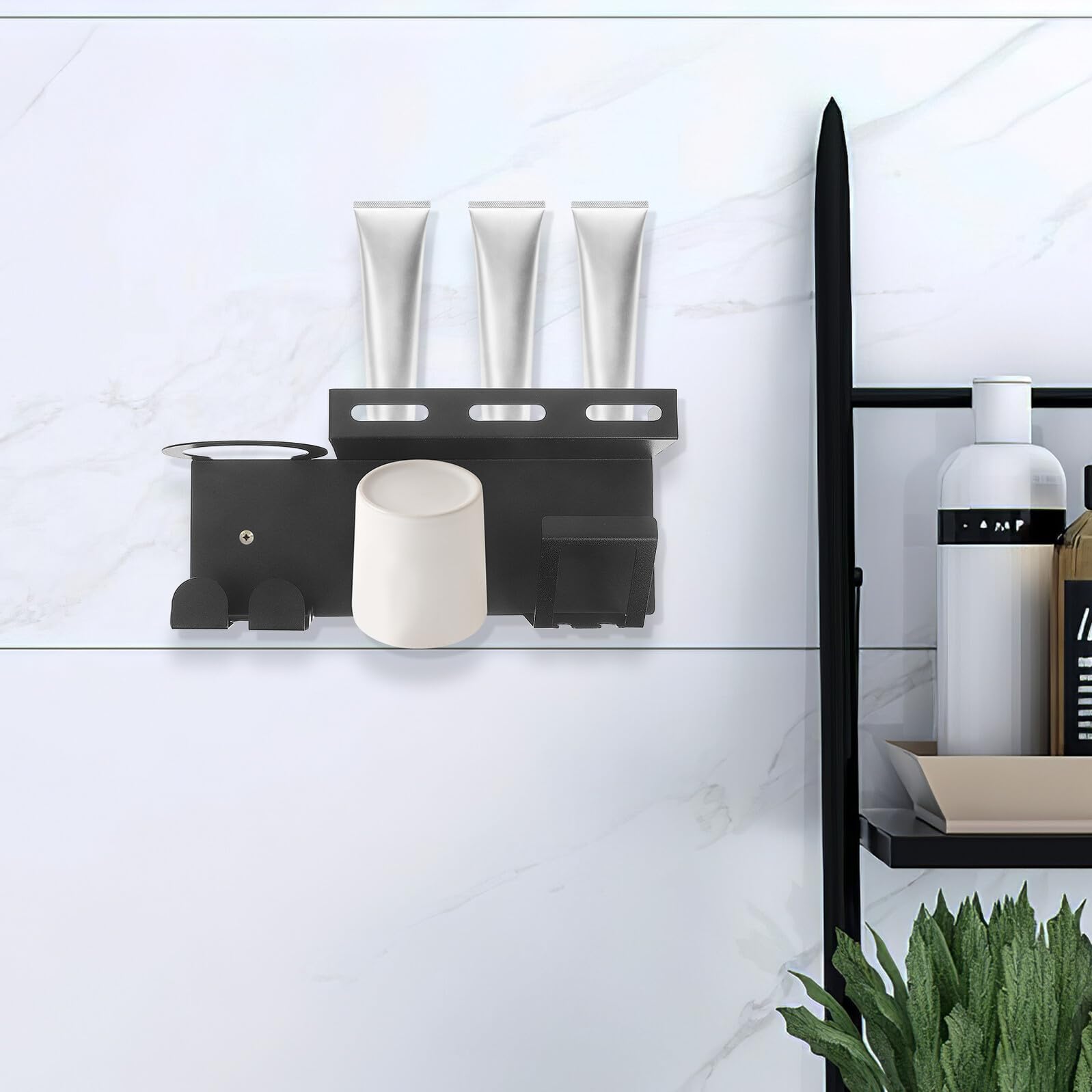 Portaspazzolin Parete Per Spazzolini Elettrici Denti Organizer in Acciaio Resistente All Umidità Adatto Specchi Piastrelle e Superfici Lisce Facile Installazione