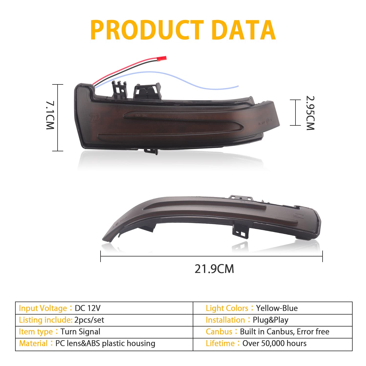 Coppia di Indicatori di Direzione, Indicatori di Direzione Sequenziali Ambra Compatibile con Mercedes Benz W176 W246 W204 W212 W221 CLA C117 X156 X204 W218, 2 Pezzi