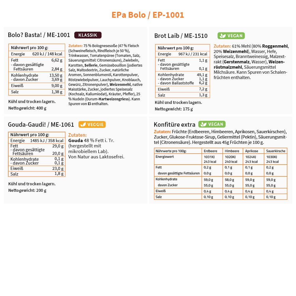ration1 EPa Nudeln mit Bolognese Soße, Notfallnahrung 10 Jahre haltbar | Einmannpackung, Notration, Langzeitnahrung, Fertiggerichte, Fertigessen, Camping und Outdoor