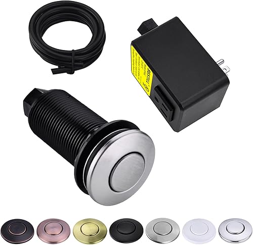 BESTILL Kit de interruptor de aire de eliminación de basura, listado UL, botón de interruptor superior de fregadero inalámbrico para triturador de
