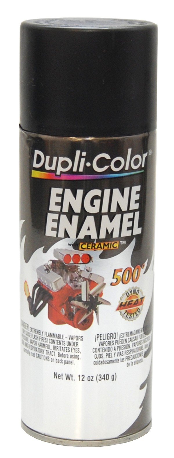 Dupli-Color DE1635 Engine Enamel Spray Paint with Ceramic - Semi-Gloss Black - 12 oz Aerosol Can