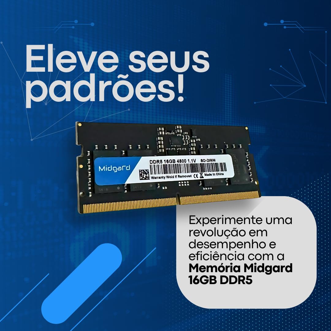 Memoria Midgard 16GB (1X16GB) DDR5 SODIMM 4800MHZ CL40 1,1V Para