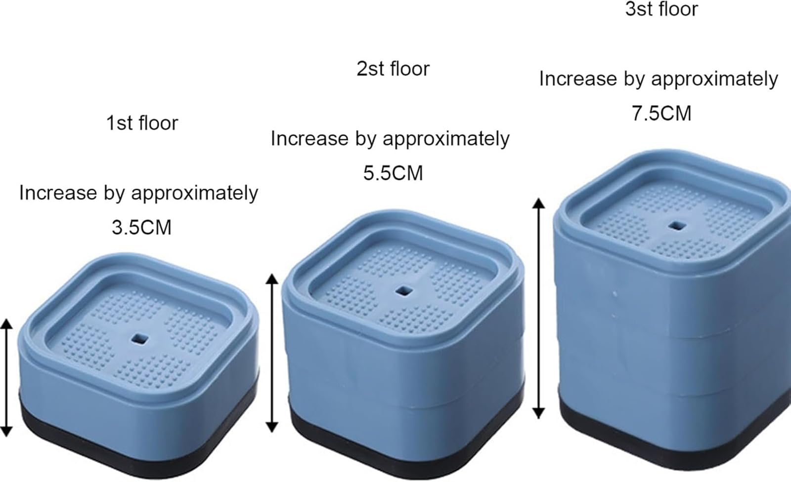 KIPSOME Furniture Risers, Adjustable Height Bed Legs, Floor Protection with Anti-Slip Pad, Stackable (Set of 4) 1