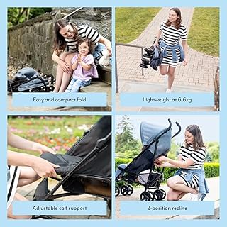 Graco EZLite, ultimate easy-to-use lightweight stroller at only 6.6kg for on-the-go families. Suitable from birth to approx. 3 years (15kg), Midnight fashion, Black