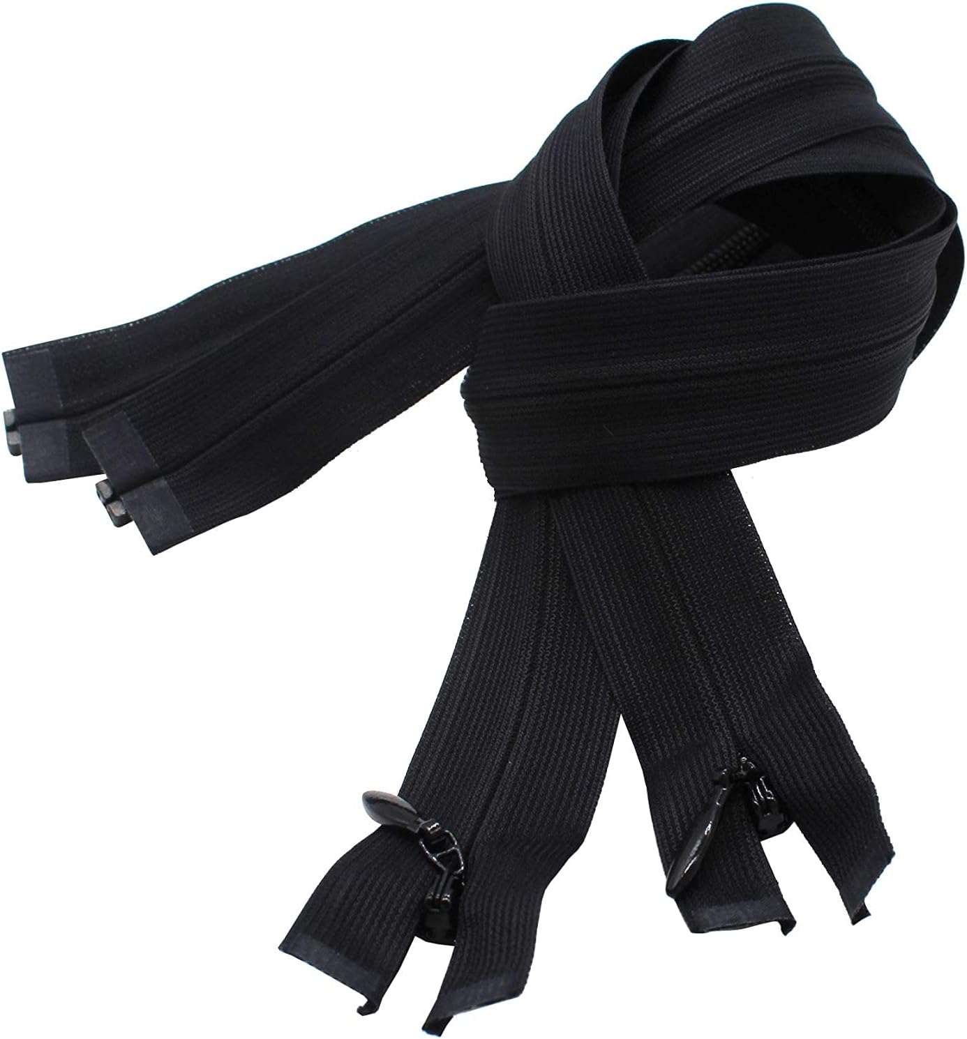 Invisible Light Weight Black Separating YKK Zippers for Clothes, Crafts & Sewing Projects - Color: Black - Choose Your Length - Made in The United States (2 Zippers Per Pack) (12" Inches)