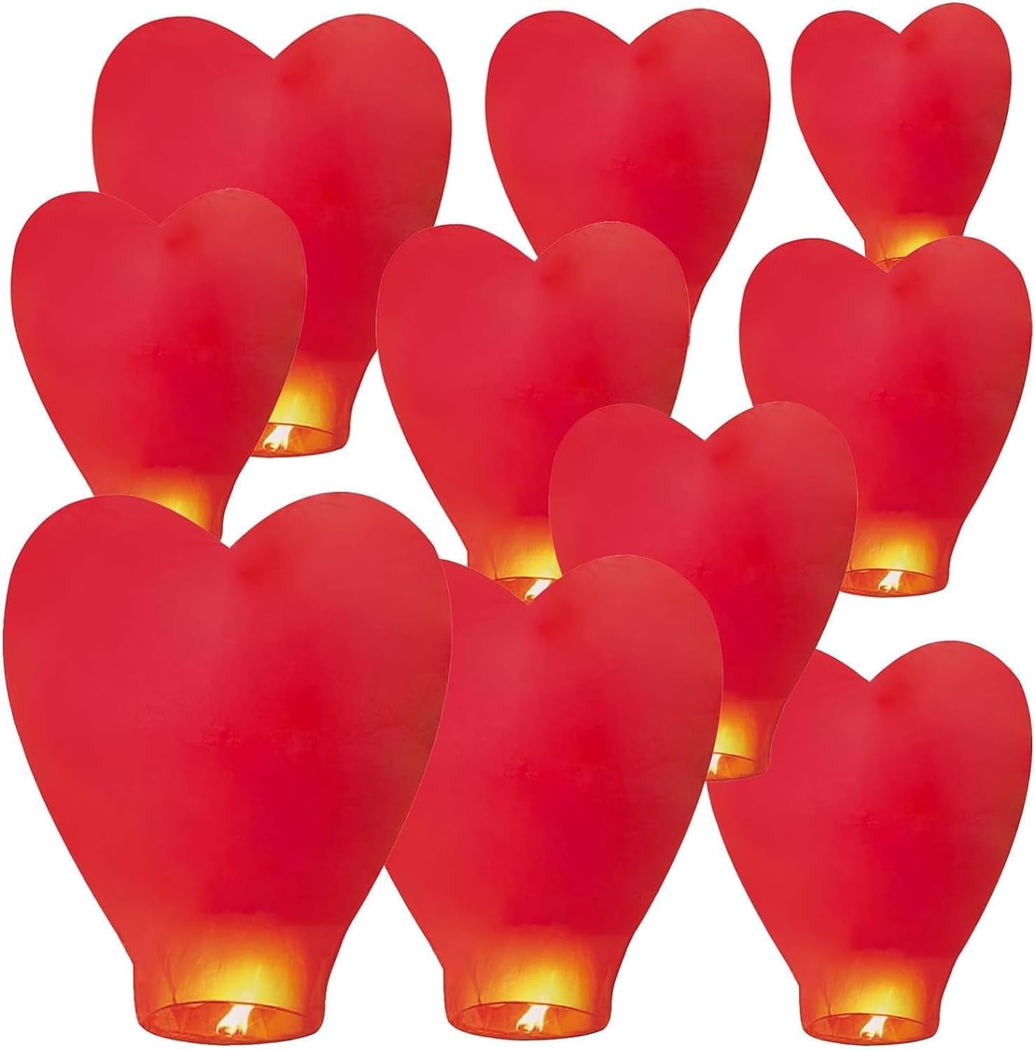 Sky Chinese Lanterns 10Pack Sky Lanterns to Release in Memory Love Color Large Memorial Paper Lanterns Birthday Wedding Funeral Christmas to Make Wishes (Red)