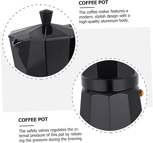 Miniatura 7 de LIFKOME Cafetera para estufa de inducción, 6 tazas, color negro, fácil de usar, portátil, segura para alimentos, de aluminio para oficina en casa