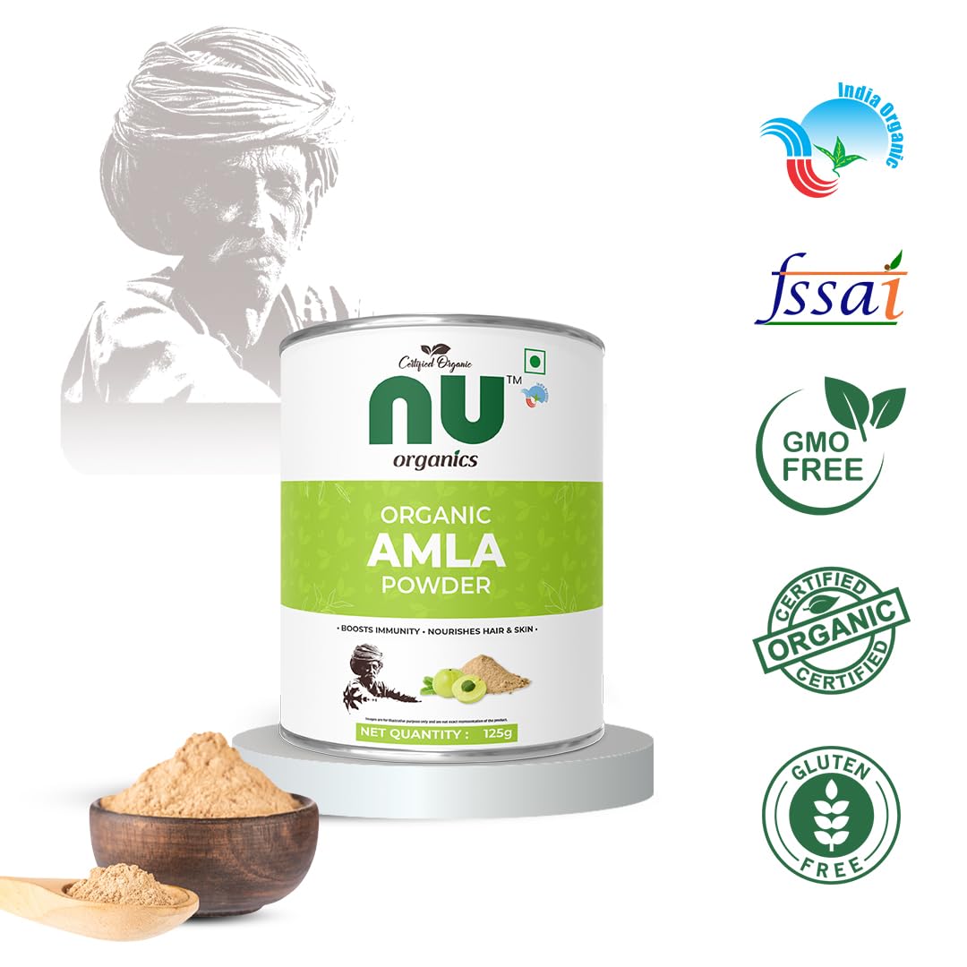 NU organics Certified Organic - Organic Amla Powder - Herbal Supplement, Pure Amla Powder For Hair Growth (125grams) | Ideal for Hair, Eating, Drinking & Skin — Amazon image 2