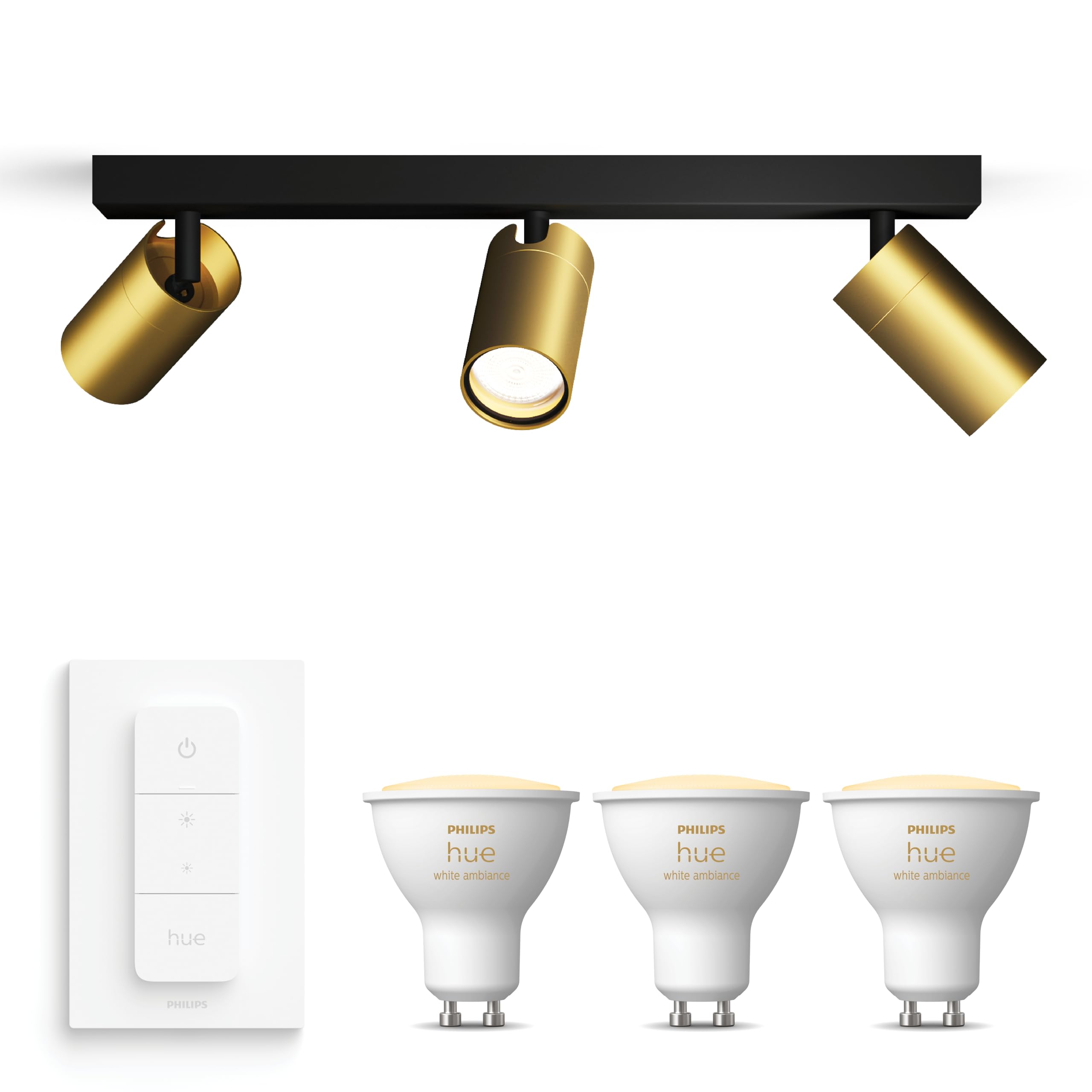 Philips Hue Idris Foco de superficie Negro/Oro - 3 luces - Luz cálida/fría
