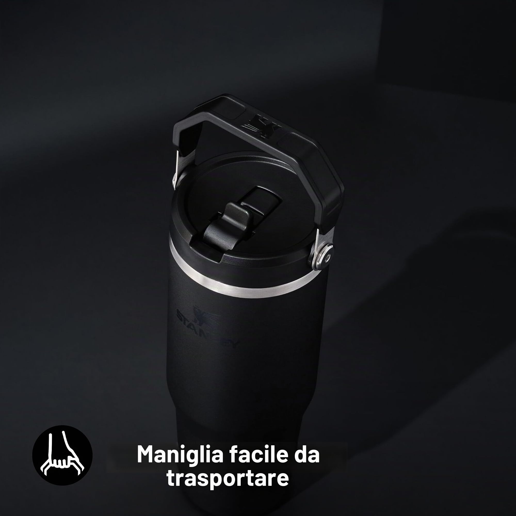 Stanley 1913 Flip Straw Tumbler Borraccia Con Cannuccia 0.89L - Black 2.0 | Fredda Per 12 Ore - Borraccia Termica Senza BPA - Bottiglia Acqua Facile Da Trasportare - Lavabile In Lavastoviglie