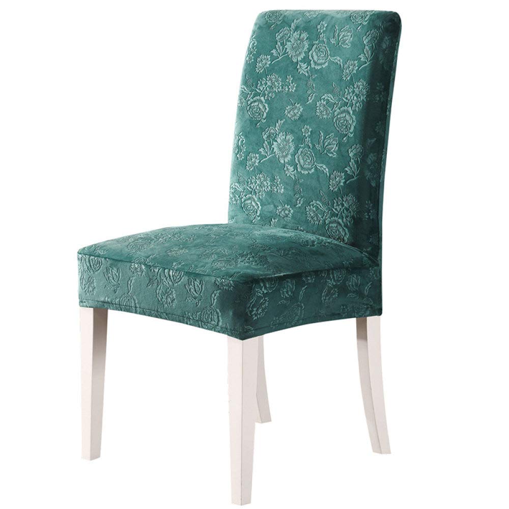 Housse de chaise salle à manger fleurs 3D relief vert foncé