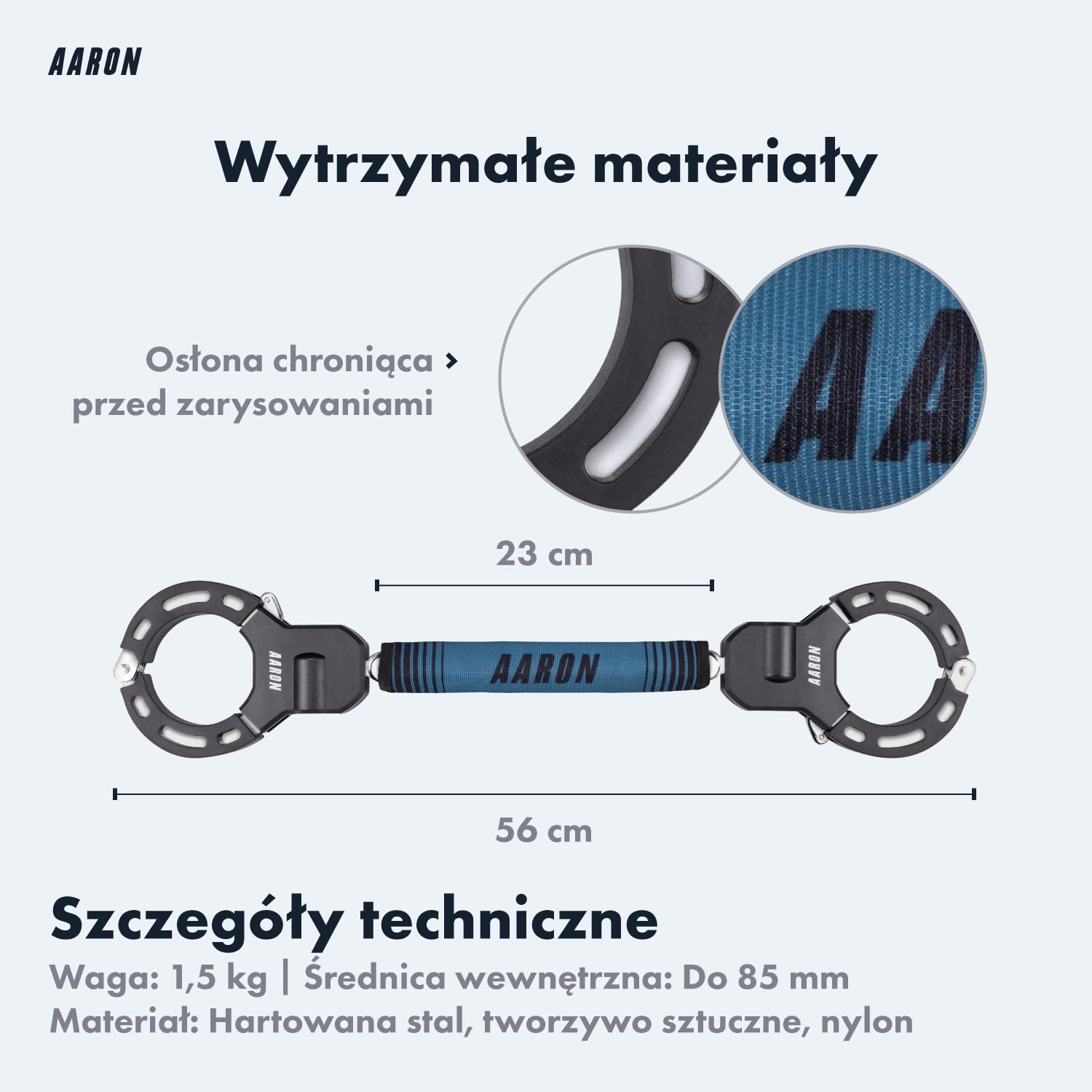 AARON Zapięcie na kajdanki do hulajnogi elektrycznej – konstrukcja wysokiego bezpieczeństwa – elastyczne zapięcie rowerowe ze stalowym łańcuchem – wytrzymałe i odporne na zarysowania (szaro-niebieski)