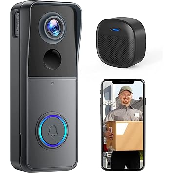 ZORBES Video Door Bell for Home Security 4800mAh 1080P HD WiFi Smart Door Bell with Camera IP66 Waterproof Wireless Doorbell for PIR Motion Detector with Night Vision 2-Way Conversation Cloud Storage