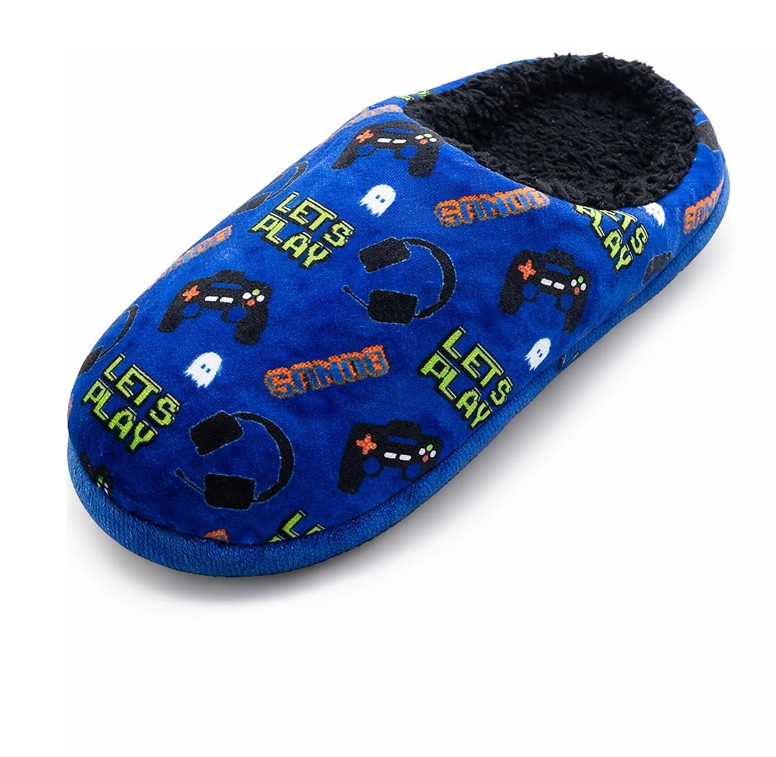 Boys Gaming Gamer Slipper Mule Blue Size 11-5