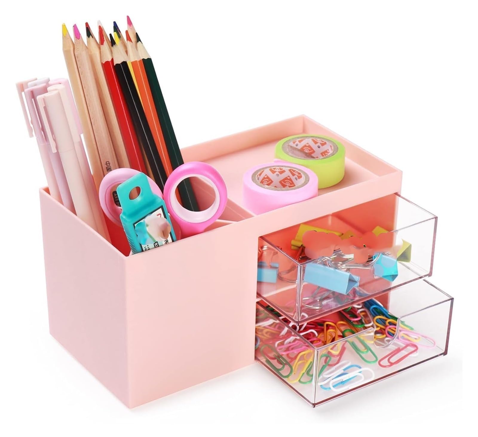 Organizer na biurko Organizer na biurko Organizer na biurko z uchwytem na długopis Plastikowy pojemnik do przechowywania z szufladami Organizator na przybory do makijażu do biura Biurko szkolne Tidy O