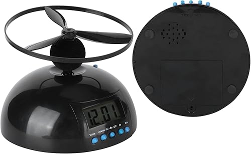 Miniatura 9 de Reloj despertador novedad volador LCD digital portátil mini hélice redonda suministros para el hogar
