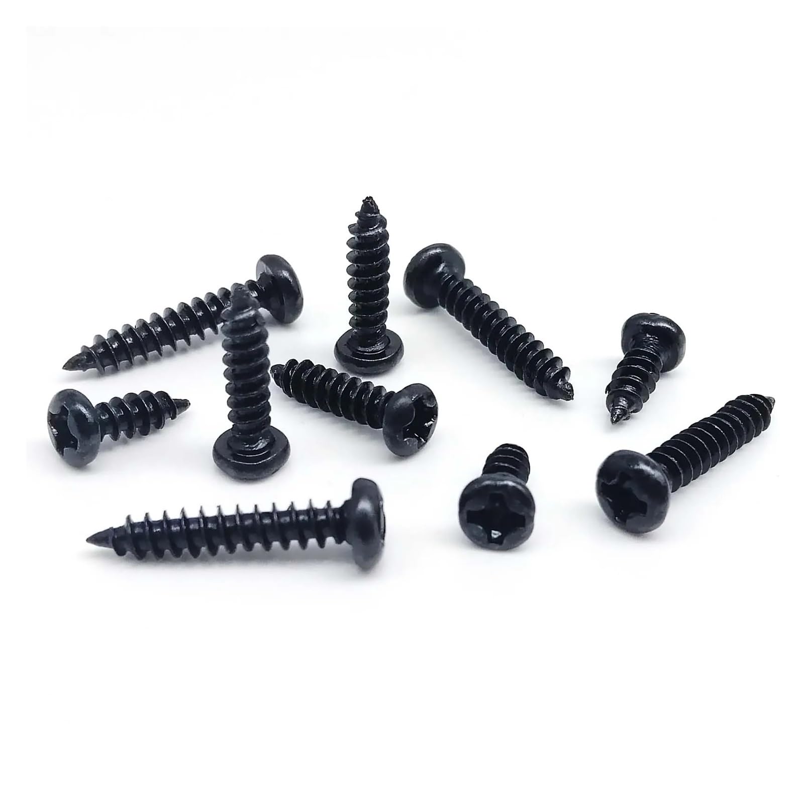 1 Box Mix M1 M1.2 M1.4 M1.7 M2 M2.6 M3 M4 Schwarzer Stahl Mikro Kreuz Rundkopf Selbstschneidende Holzschrauben Set(Set D 2010pcs)