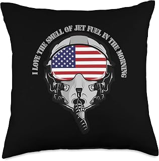 Funny Fighter Jet And Pilot Mask Throw Pillow