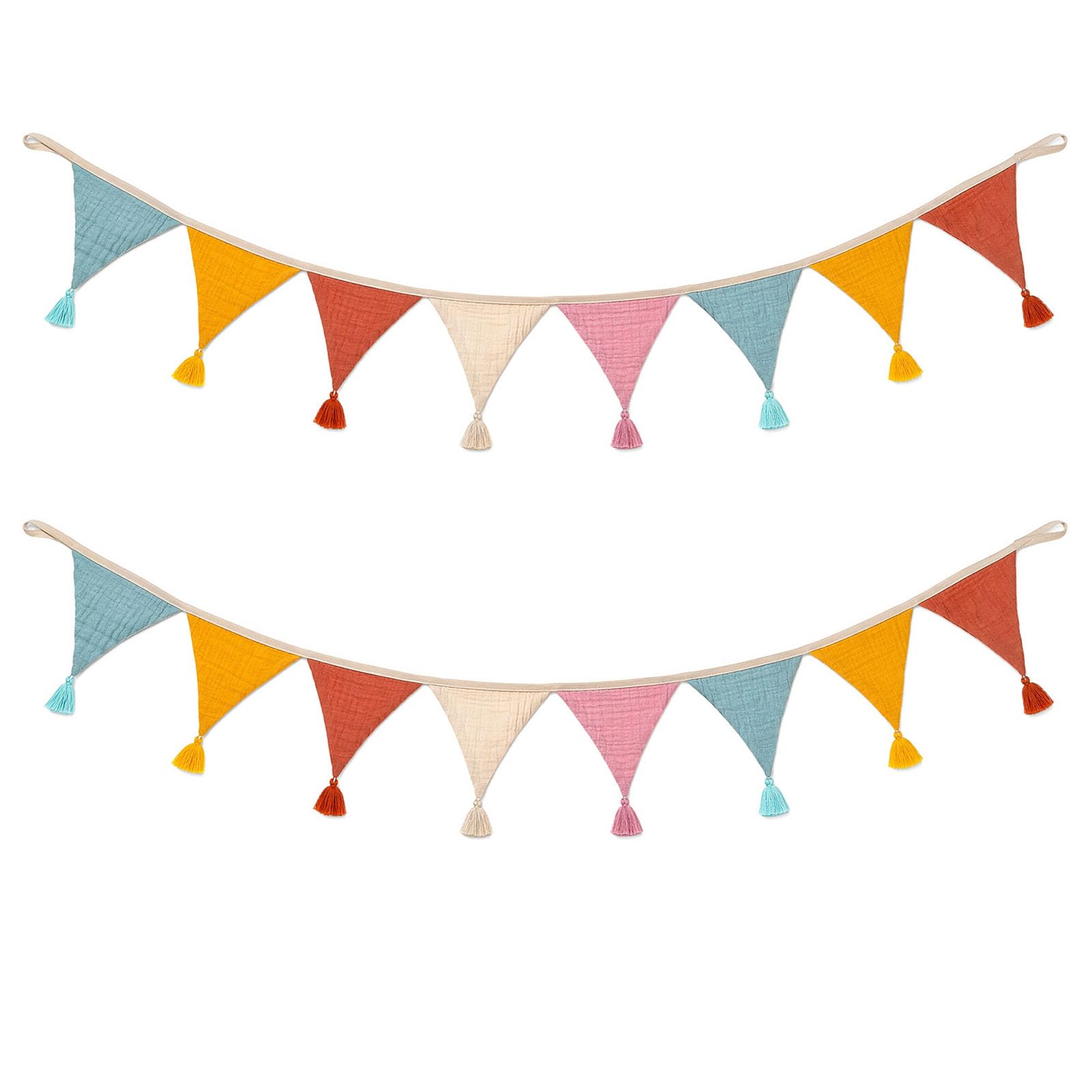 20Pcs Fabric Bunting Banner, Double Sided 5.2m Cotton Triangle Garland Flags with Tassels, Colourful Outdoor and Indoor Party Bunting for Vintage Themed Wedding, Birthday, Baby Shower, Afternoon Tea G