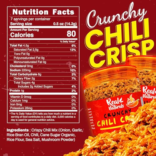 Real Naturals Dried ramen toppings (5.83oz) And Chili Crisp (medium spicy) Perfect Combo For Ramen Toppings, Salads, Extra umami.Secret crunchy condiment image 5
