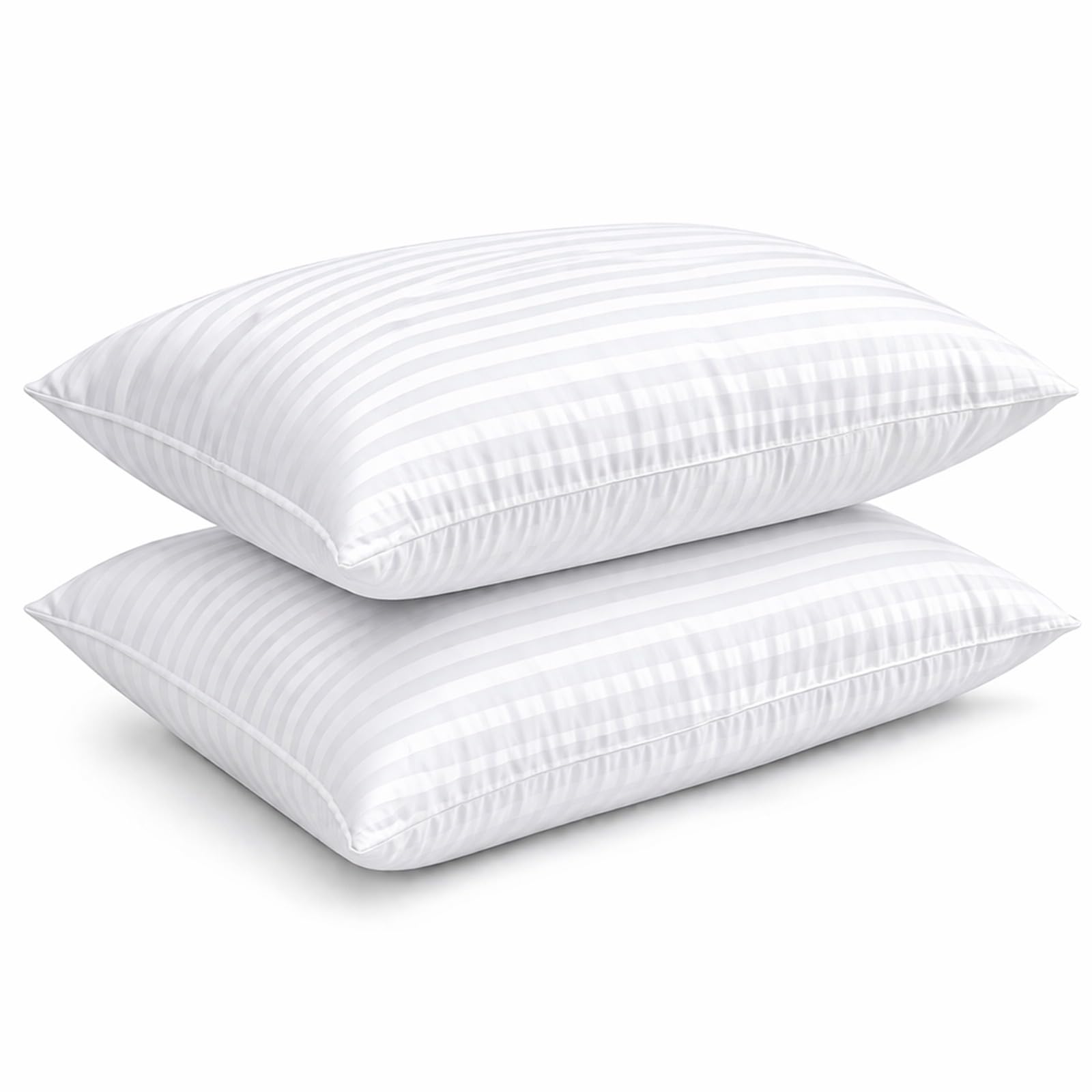 LSC Stripe Pillows 2 Pack Hollow Fibre Stuffed Anti Allergy Bed Pillow Comfortable Soft Bounce Back Premium Hotel Quality Pillows for Neck and Shoulder Pain (PACK OF 2)
