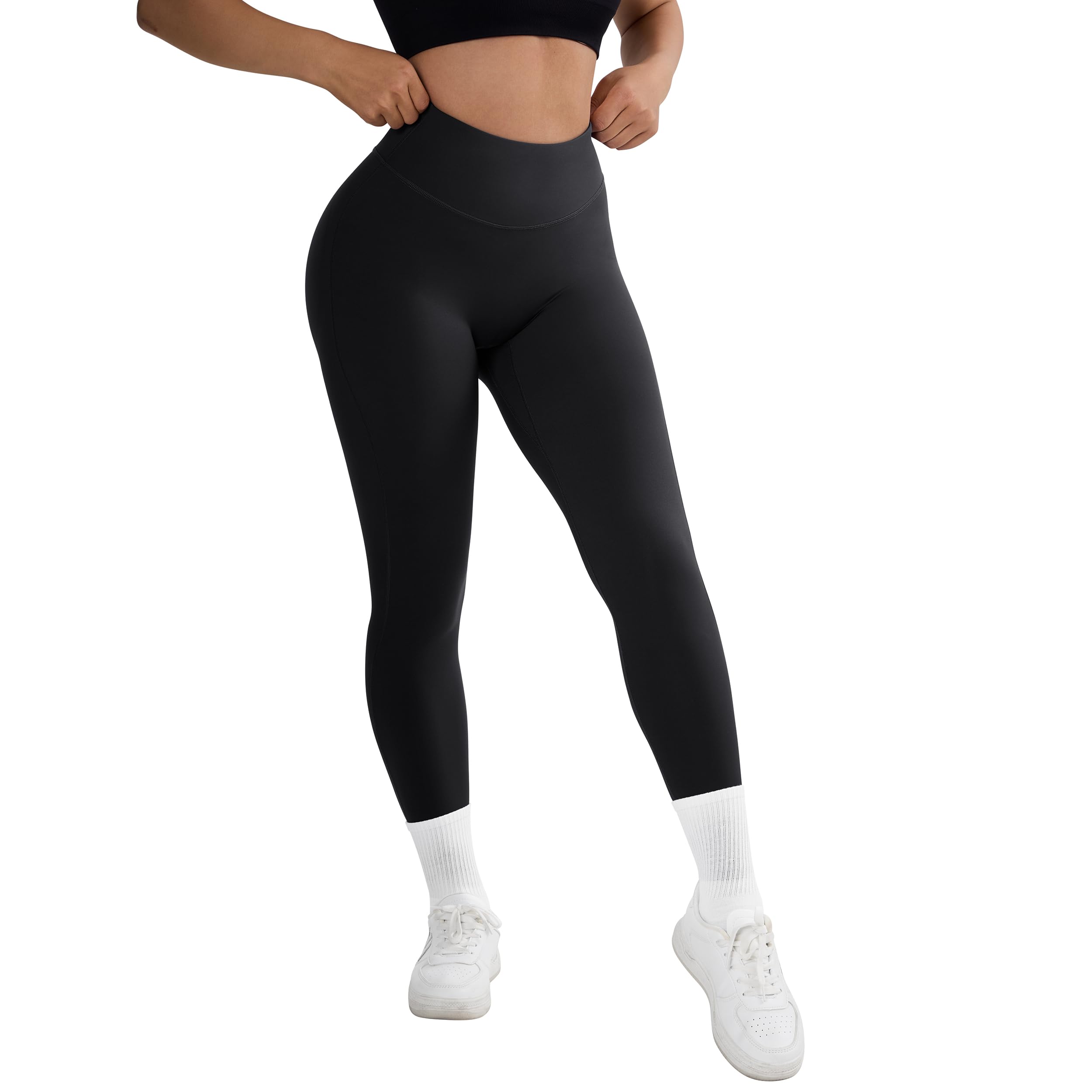 RXRXCOCO Damen Invisible Scrunch Butt Gym Sport Leggings High Waist Yoga Legging Booty Workout Leggings Booty Lifting Po Push Up Sporthose mit Taschen