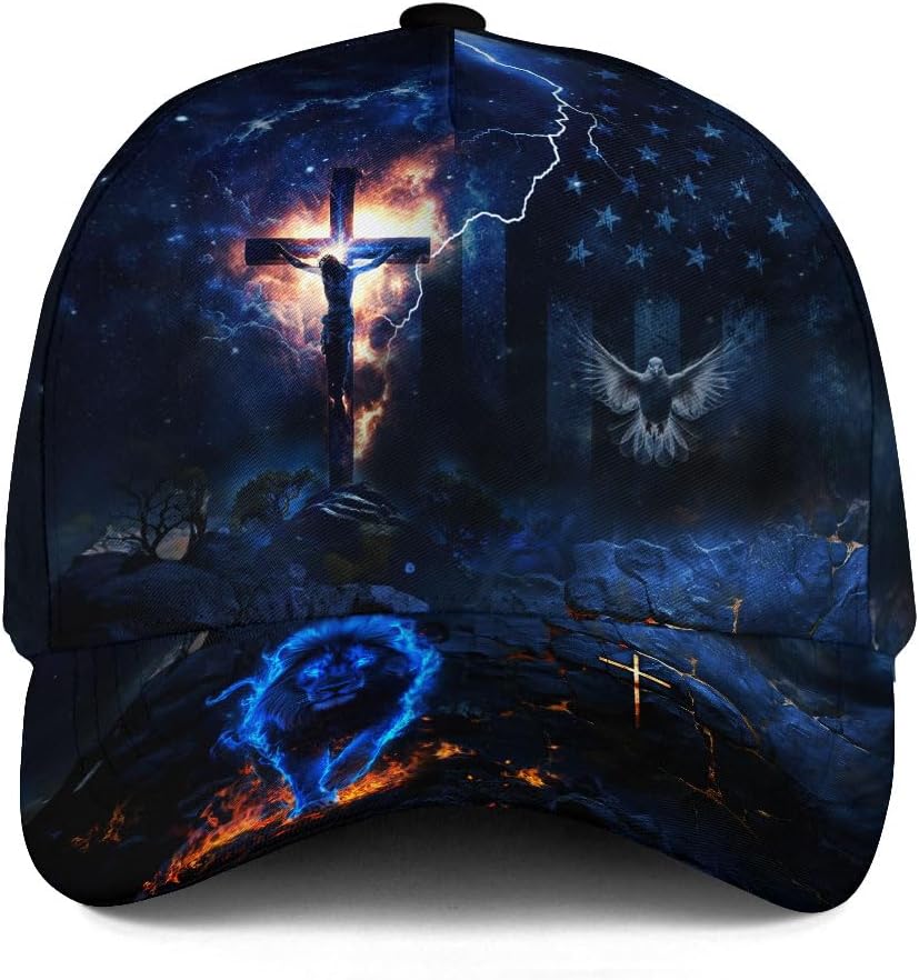 Christian Hats for Men, Jesus Hat, Faith Hat with American Flag, Cross Hats for Men