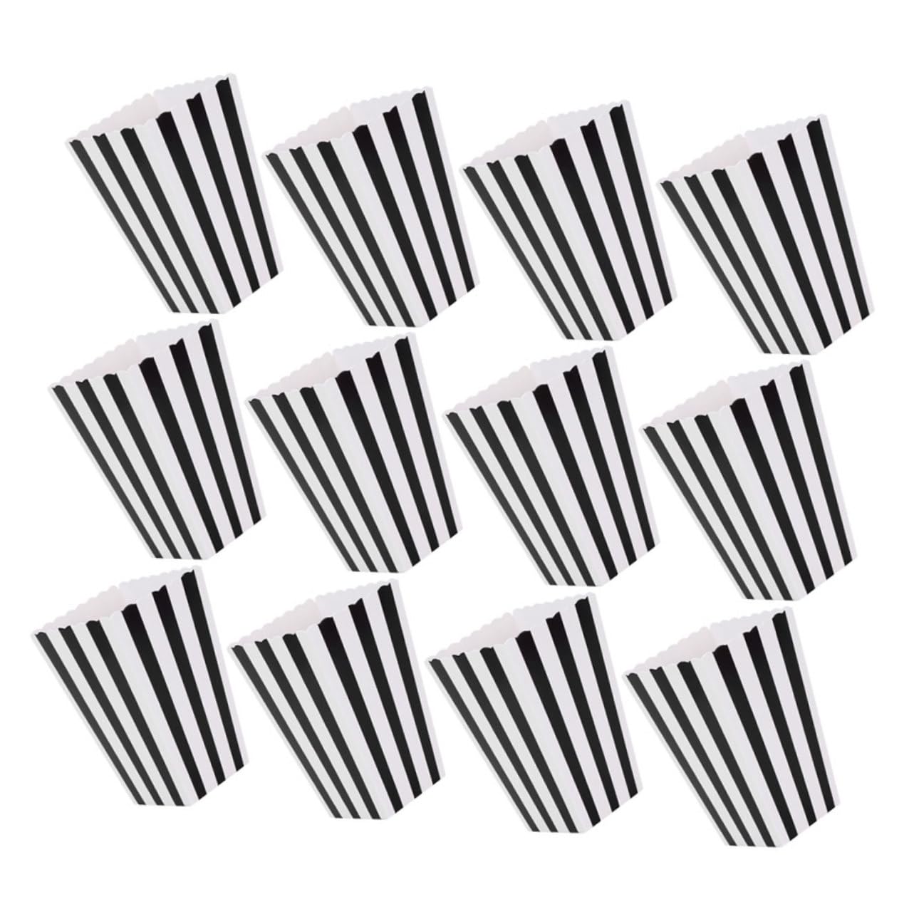 Cabilock 12Pcs Popcorn Paper Boxes Lightweight Snack Containers for Parties for Popcorn Candy and Fries Portable Popcorn Buckets with Striped Design