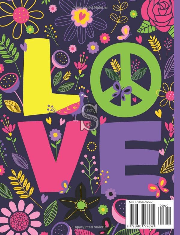 Composition Notebook: Hippy Love Psychedelic Pattern Notepad College Ruled 120 Pages, White - Image 2