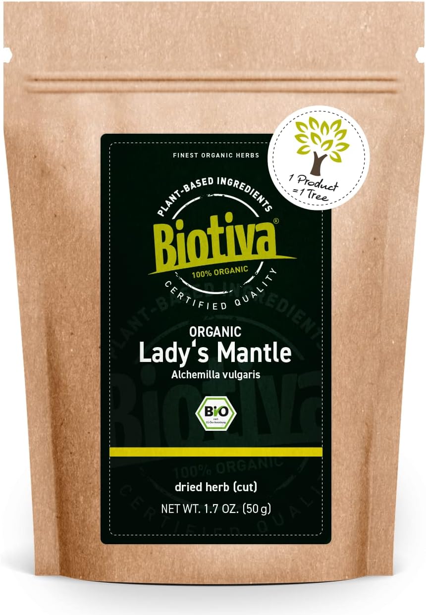 Organic Lady's Mantle Leaf | Herbal Tea 1.7 oz | Loose Leaves | Dried & Cut | Alchemilla Vulgaris | 100% Organic Lady's Mentle Herbs | Bottled and controlled in Germany (DE-ÖKO-005)