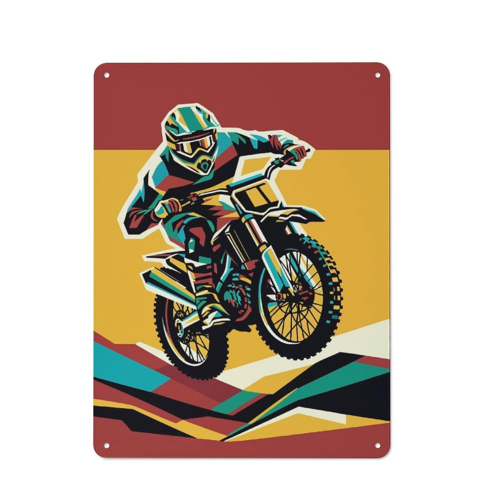 Junmoney Motocross Wpap Pop Art Vintage Metal Plaque 40X30cm For Workshop Wall, For Kitchen And Home Bar Decor, For Home Office And Studio Walls