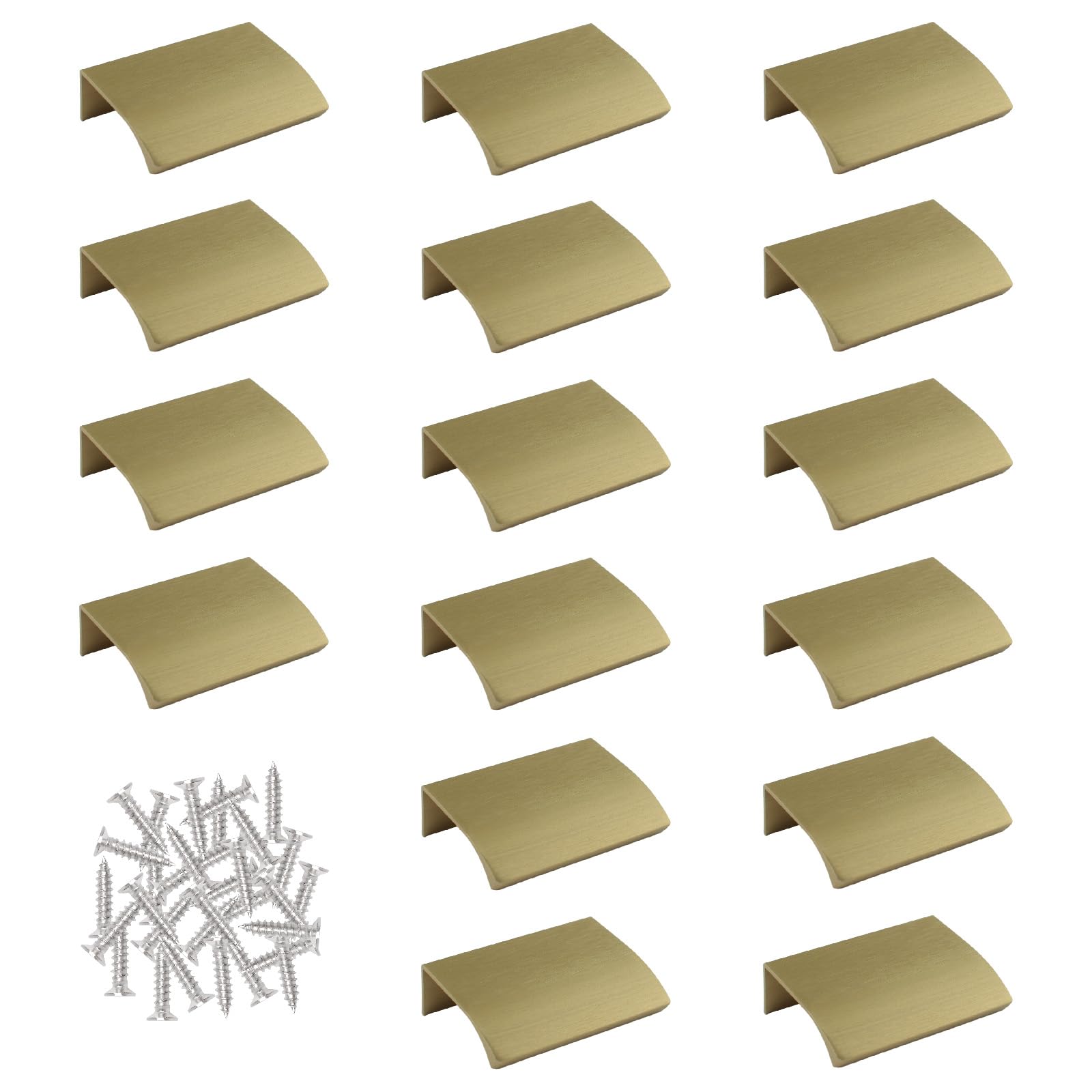 MOROBOR Finger Edge Pull, 16pcs Round Angle Concealed Handles Modern Style Drawer Handle Aluminum Alloy Invisible Pulls Wardrobe Handle for Cabinet Hardware Drawer, 50mm/Bronze