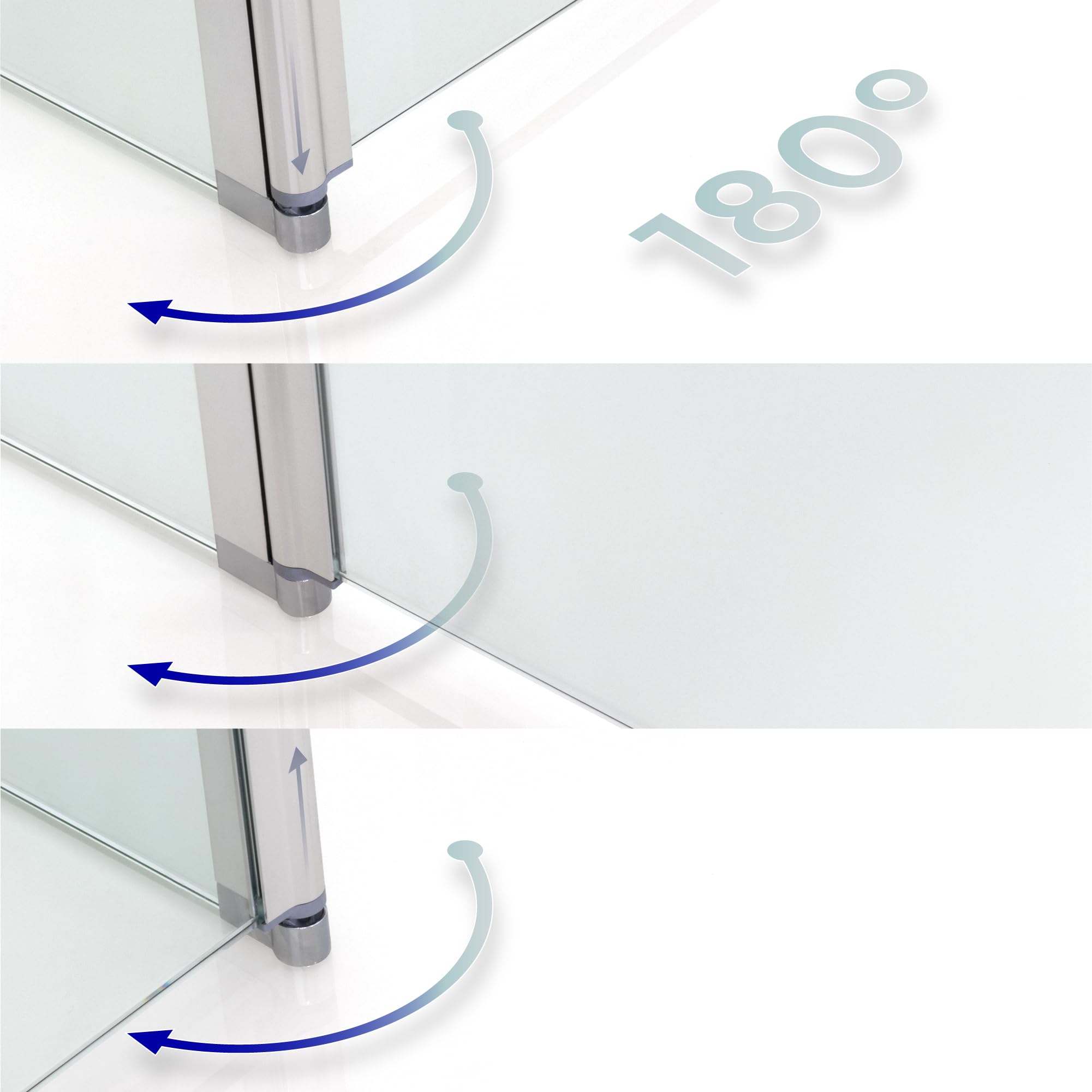 Panel lateral 40 x 200 cm con vidrio transparente 8 mm | Extensión para ducha Walk-In | Perfil rotativo 180°