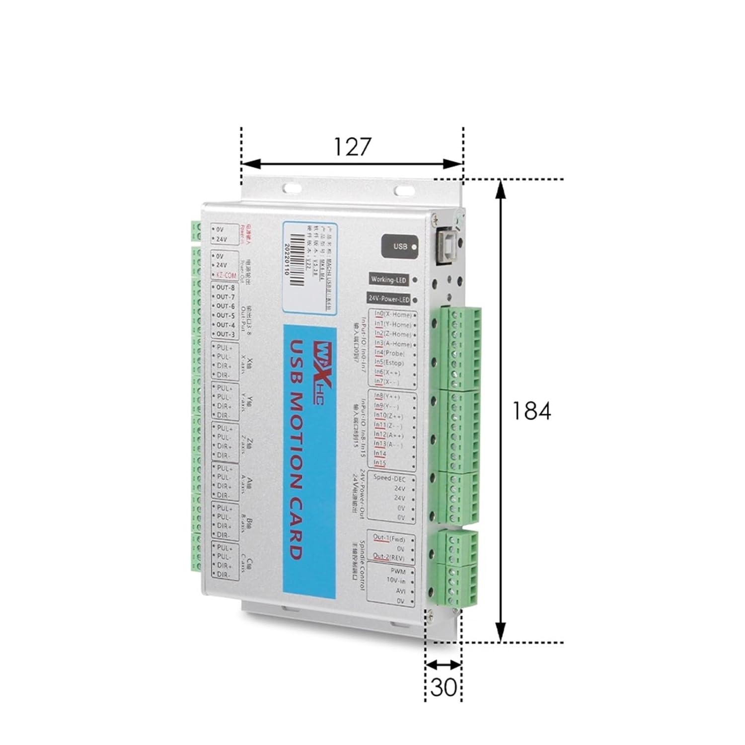 MKX-M4 Mach4 USB Motion Card 3/4/6 Axis Frequency 2000KHZ Mach 4 Controller for CNC Engraving Cutting Machine(3 Axis)