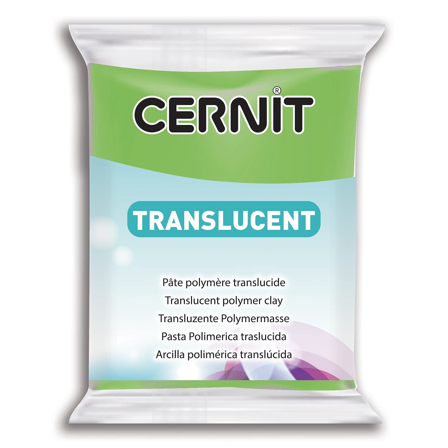 CERNIT CE0920056605C - A Pack of Polymer Clay Block - Translucent Effect - Modelling and Baking Clay - Lime Green Colour - 56 g Block - Manufactured in Belgium โ image 1