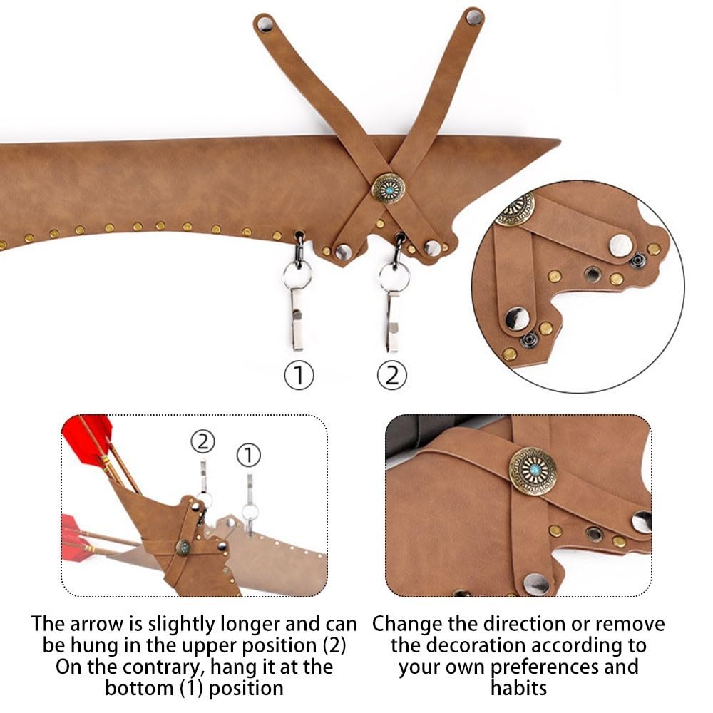 MiOYOOW Faretra per Tiro con L'Arco, Borsa per per Frecce retrò Impermeabile in Pelle PU, Custodia Portatile per Allenamento di Tiro della Caccia